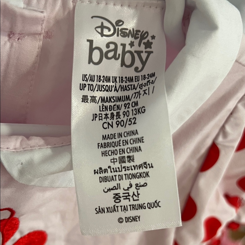 Disney Light Pink/ Red Minnie Mouse Toddler Dress with Bloomers Size 18-24 Month - Picture 2 of 6